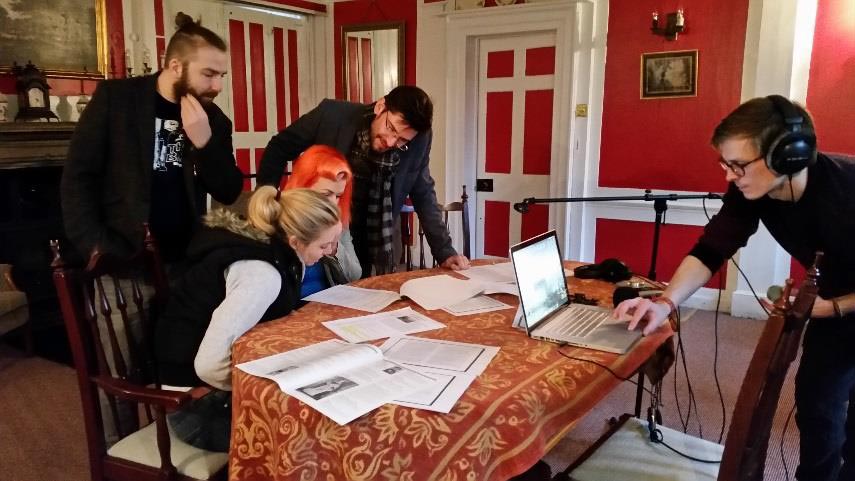 Actors being recorded for audio drama